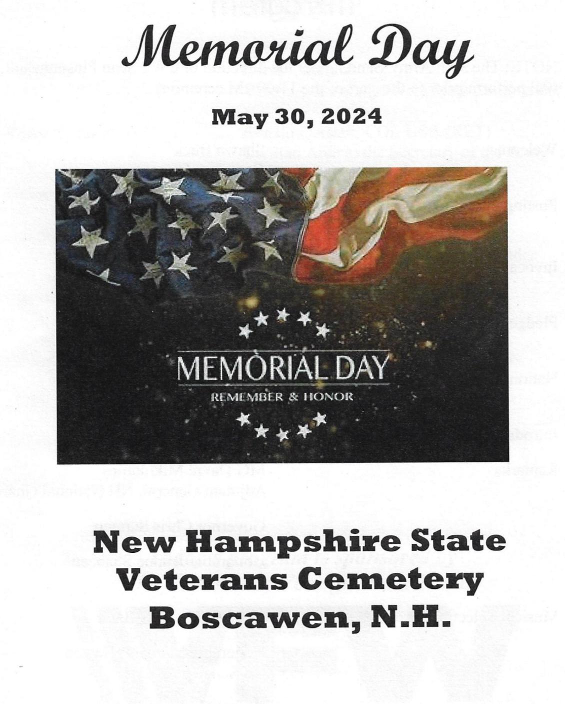 Memorial Day Observation at the New Hampshire State Veterans Cemetery May 30, 2024